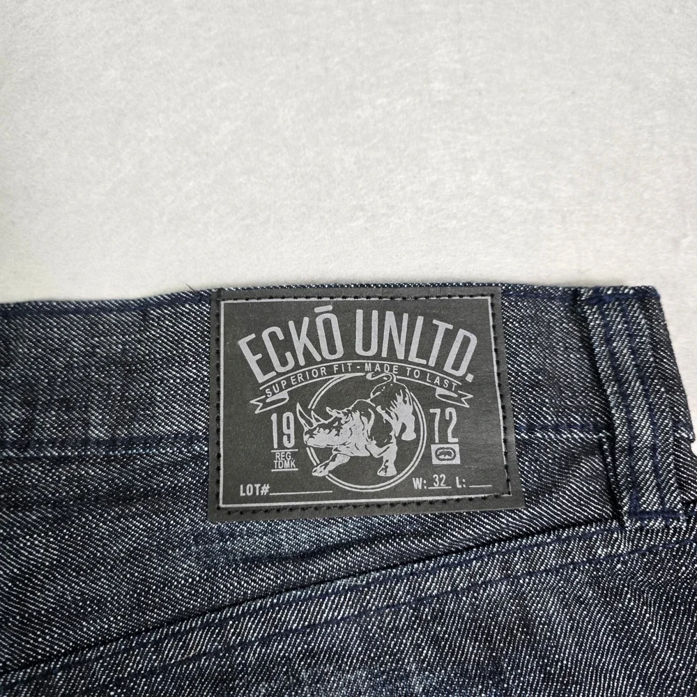 Ecko Unltd Straight Fit Jeans Mens 32x32 (34x32) Dark Wash Blue‎ Streetwear 714